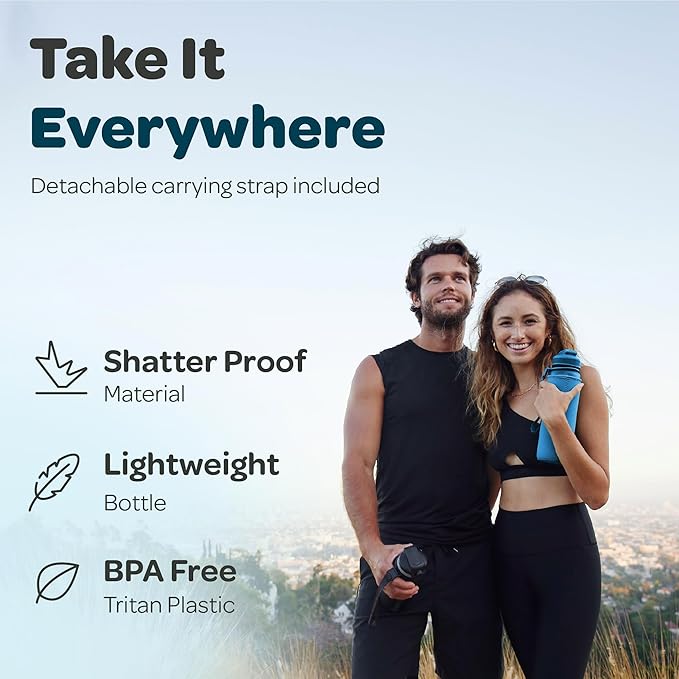 Hydracy Water Bottle with Time Marker -Large BPA Free Water Bottle & No Sweat Sleeve -Leak Proof Gym Bottle with Fruit Infuser Strainer & Times to Drink -Ideal for Fitness Sports & Outdoors