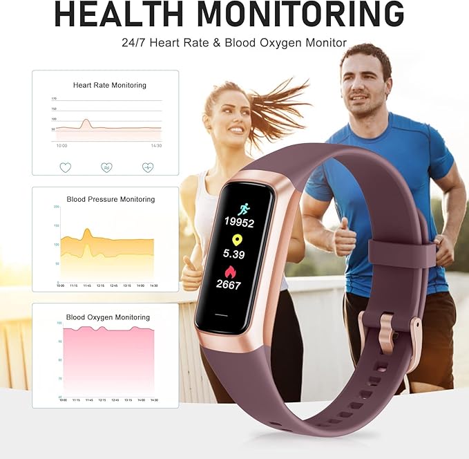 Fitness Tracker, Blood Pressure Watch with 24/7 Heart Rate, Step Counter for Walking, Step Trackers Activity Pedometer for Women Men Android iOS