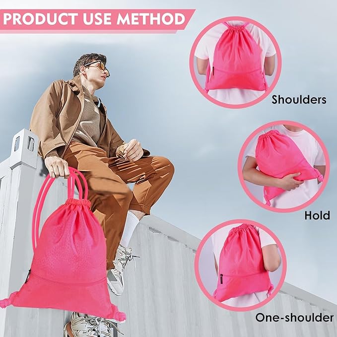 GAENMESH Drawstring Backpack Bag for Sports Lightweight Foldable Gym Bag with Sturdy Draw Cord Shoulder Strap Hiking Travel Camping