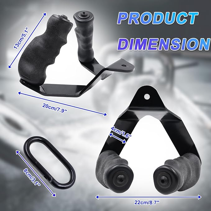 J Bryant Ergonomic Steel Rowing Handles - Non-Slip TPE Coating, 440LB Max Load, Comfortable Grip for Wrist Support - Triangle V Bar for LAT Pulldown & Cable Machines - Home Gym Essential