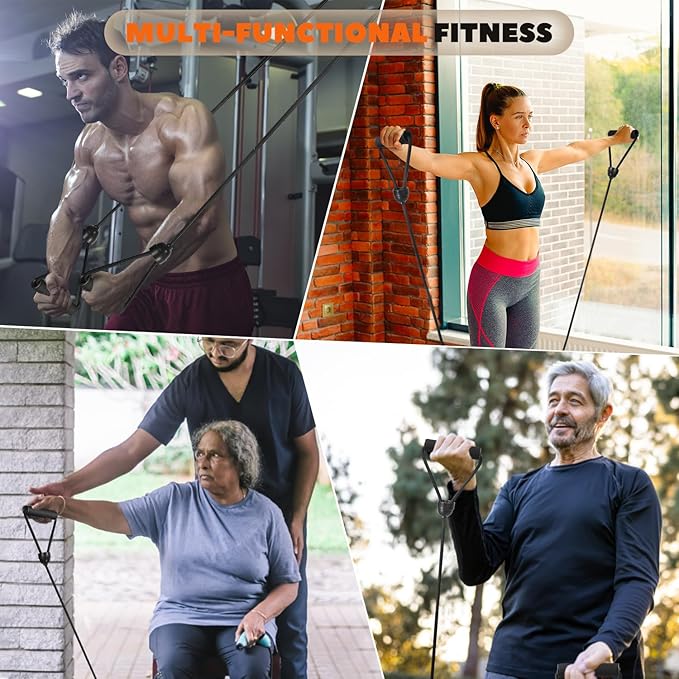 ONIPAX 1 Pair Stepper Resistance Bands with Handles & Connecting Strap – Workout & Exercise Bands for Strength Training, Muscle Toning, Home Gym Fitness Equipment