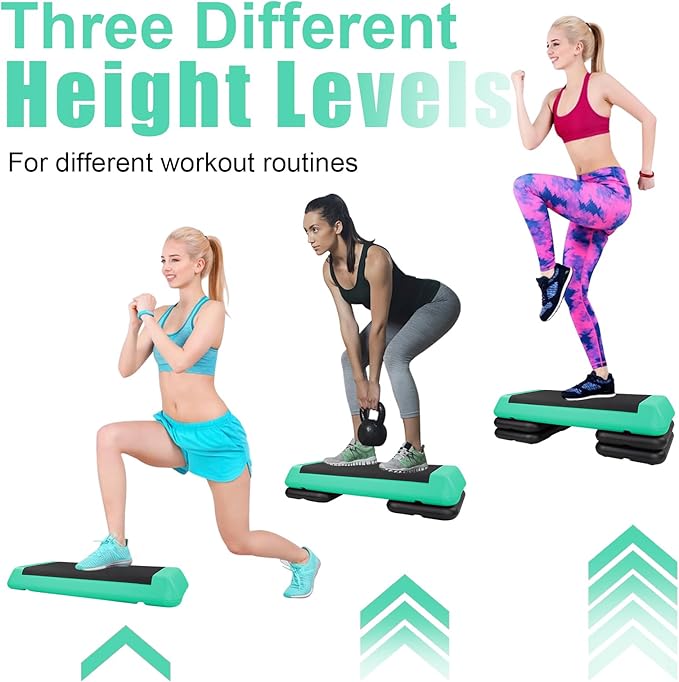 Adjustable Aerobic Stepper Workout Step with 4 Risers Fitness & Exercise Platform Trainer