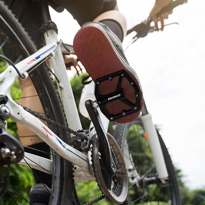 Bike Pedals, Universal Fit Bicycle Pedals Aluminum 9/16" Sealed Bearing Lightweight Wide Flat Platform for Road Mountain BMX MTB Bike