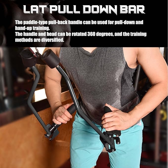 KORIKAHM Adjustable Lat Pull down Bar, Cable Machine Attachments for Gym, Home Gym Fitness T-bar Row Pulldown Attachments, Lat Pull Down Machine Wide Grip Neutral Grip Handle