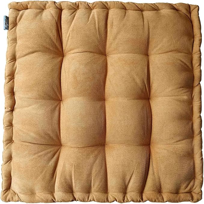 Verpert Floor Pillow 25x25 Inch, Square Meditation Cushion Floor Seating for Adults, Oversized Tufted seat Cushion Reading Nook for Kids, Yoga Meditation Pillow for Sitting on Floor (Yellow)