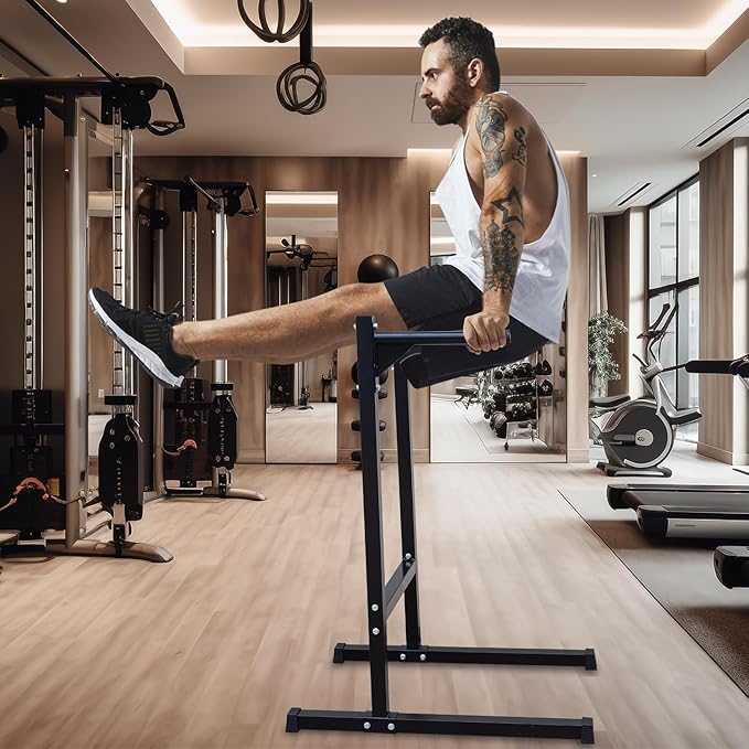 Adjustable Height Dip Bar Station, Heavy Duty Dip Station Push Up Bar for Home Gym,Multi-function Dip Station Pull Up Bar Full Body Strength Training Workout Fitness Equipment for Tricep Dips