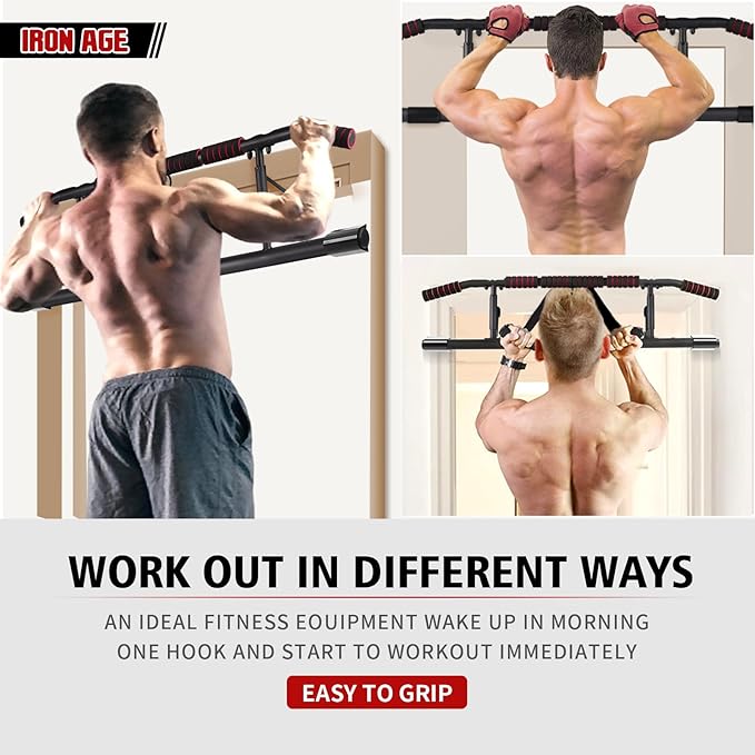 IRON AGE Pull Up Bar for Doorway : 2025 New Pullup Bar - Industrial Grade Steel, Hang & Go Training, Multi-Grip Horizontal Array