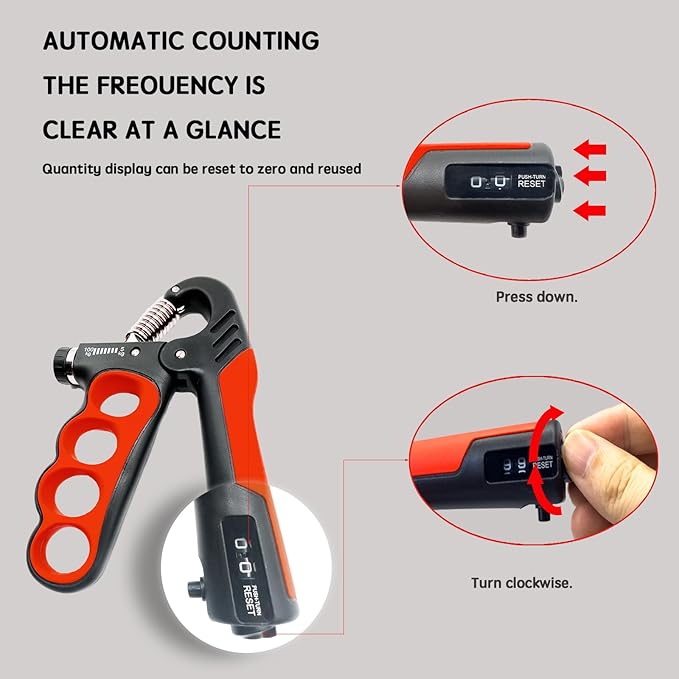 Grip Strength Trainer, Hand Grip Strengthener, Forearm Strengthener, Adjustable Resistance 11 Lbs - 220 Lbs, Ergonomic Design