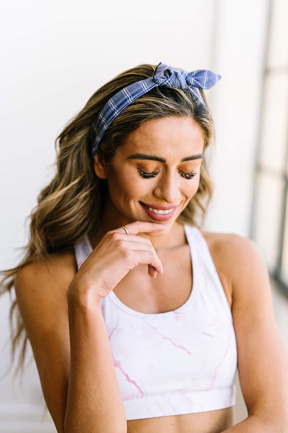 Maven Thread Women's Bow Workout Headbands – 2-Pack Non-Slip, Sweat-Wicking Hairbands for Exercise and Yoga – Yellow & Blue (Sunny Collection)