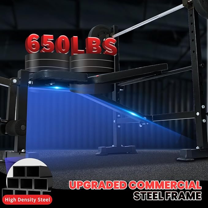 1500LBS 8 in 1 Olympic Weight Bench Set with Leg Extension/Curl and Preacher Curl, Bench Press Set and barbell Rack with Safety Bar Catches, Foldable Workout Benches for Home(US Stock)