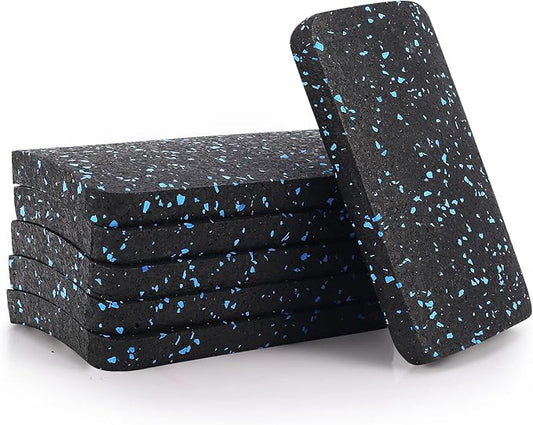 Treadmill Mat Pads, Exercise Equipment Mat with High Density Rubber for Protect Floors 4.7" x 3.2" x 0.5" (6 PCS) Black