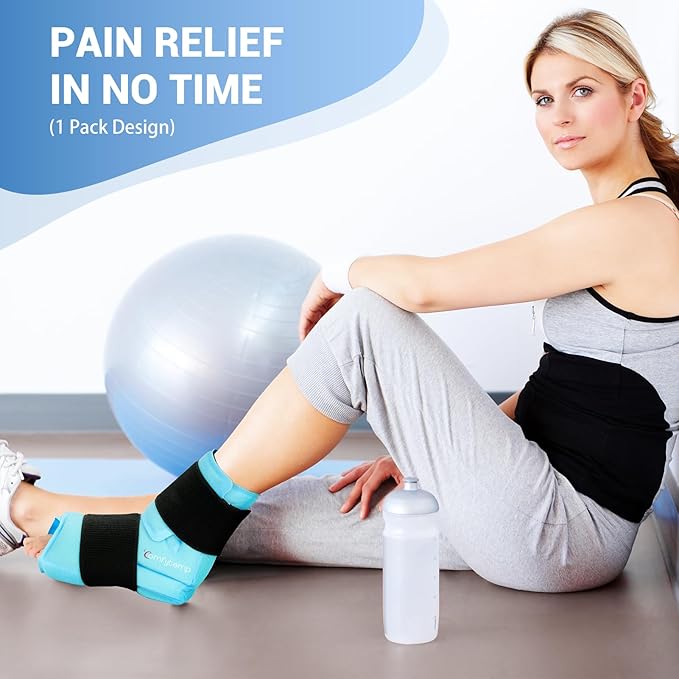 Comfytemp Ankle Foot Ice Pack Wrap for Plantar Fasciitis Relief, FSA Eligible, Ankles Brace for Sprained Ankle, Heel Spur, Swelling, Achilles Tendonitis, Pain, Hot Cold Physical Therapy Gifts, 1 Pcs