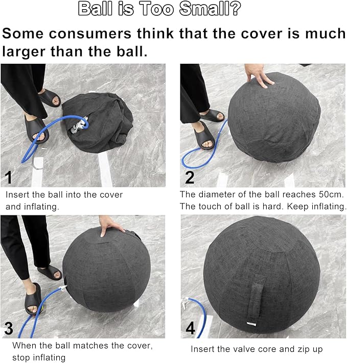 Exercise Ball Chair with Fabric Cover, Standard Size (25inches/65cm), for Home Offices, Balance Training, Yoga Ball