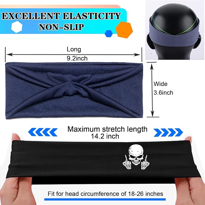 Sports Headbands for Men 3pcs Sweat Bands Headbands Men Sweatbands for Mens Women Running Head Bands Hairband