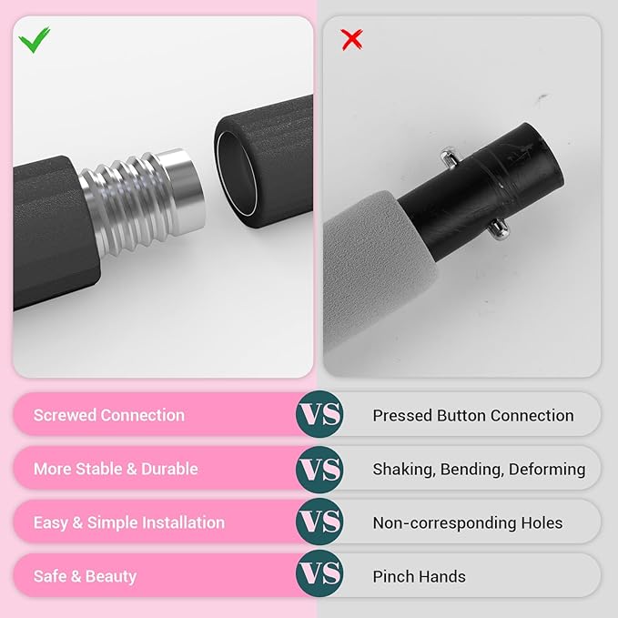 Pilates Bar Kit with Resistance Bands, Multifunctional Yoga Pilates Bar with Heavy-Duty Metal Adjustment Buckle, Portable Home Gym Pilates Resistance Bar Kit for Women Full Body Workouts