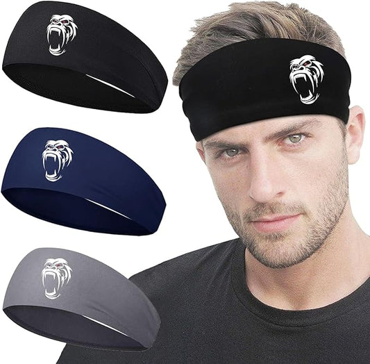 3pcs Sports Sweat Bands Headbands Men Head Sweat Band Headbands for Men Skull Sweatbands Mens Women