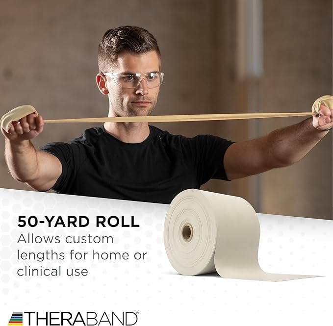 THERABAND Resistance Band, Black, Special Heavy, 50-Yard Roll, Latex Elastic Band for Exercise