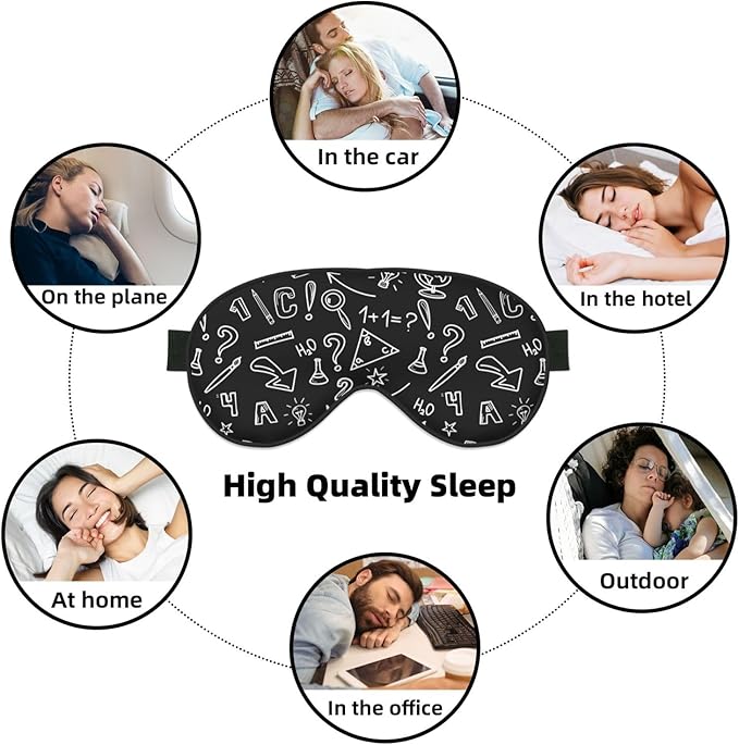 Sleep Eye Mask Mathematics Doodle Sleep Mask for Women Men Comfortable Eye Mask with Adjustable Strap Soft Eye Cover Blindfold for Travel Yoga Nap Shift Work