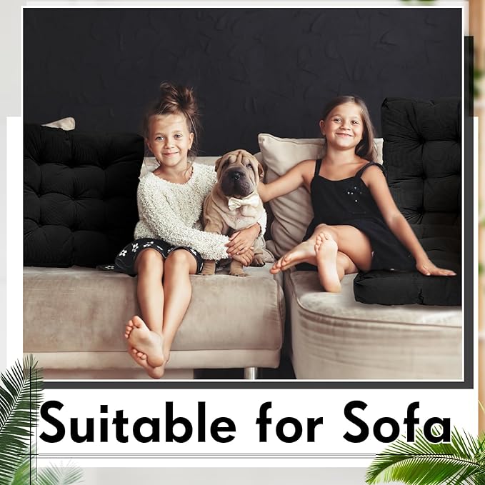 Jerify Floor Pillow Cushions 22 x 22 Inch Round Square Large Meditation Floor Pillow for Classroom Adult Meditation Picnic Party Cushion for Seating Gift Christmas(Square,Black,4 Pcs)