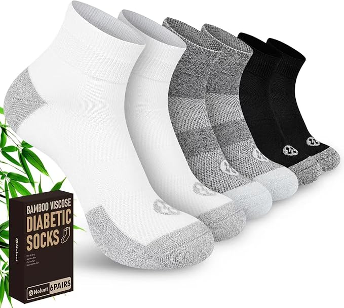 Diabetic Socks for Men,6 Pairs Ankle Mens Diabetic Socks,Diabetic Neuropathy Socks for Men 9-12