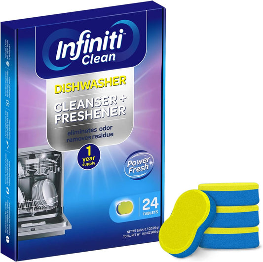 Dishwasher Cleaner and Deodorizer Tablets - Deep Clean Dishwasher Cleaner Tablets, Septic Safe, Natural Limescale Remover - Compatible with All Models (24 Pack)