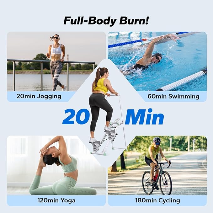 MERACH Stair Stepper for Home Gym Exercise, New Version Stairmaster for Full-Body Workout, Compact Folding Stair Climber with Extended Step Range, Adjustable Handlebar/Pedal