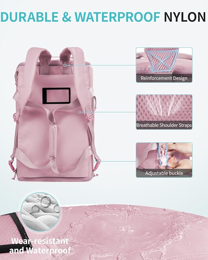 ECOHUB 40L Gym Bag for Women Men Water Resistant Sports Duffle Bag with Shoes Compartment& Wet Pocket, Travel Weekender Camping Backpack