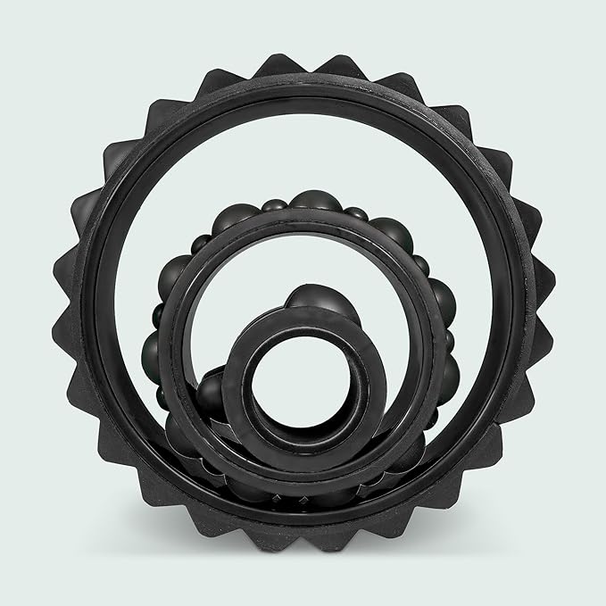 Chirp Wheel XR 3-Pack - 10” Acupressure, 6” Knot-Kneading Thumb, 4” Neck & Headache Relief, High Density Foam Massage Roller Set for Deep Tissue Back Roller & Muscle Therapy, Supports 500lbs, Black