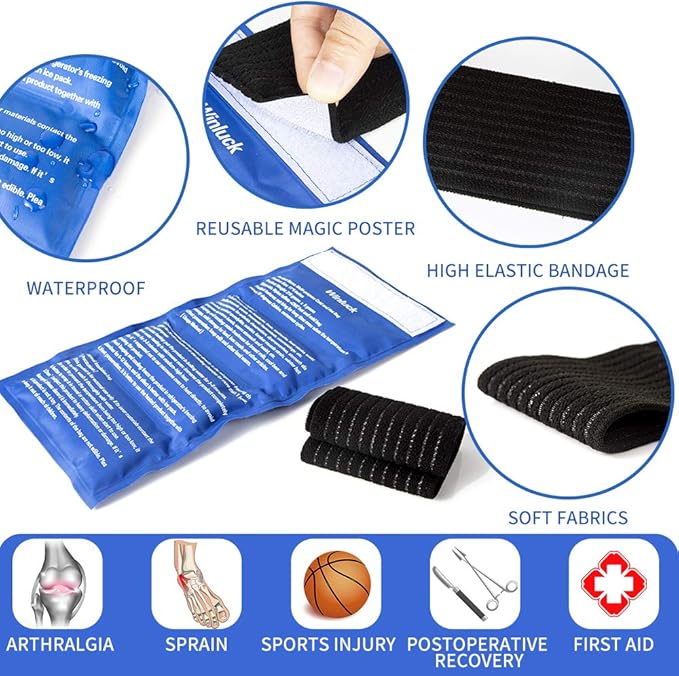Gel Ice Cold Packs - (2-Piece Set) Soft Reusable Cold/Hot Compress, Provides Alleviate Joint and Muscle Pain. Flexible Therapy from Injuries - Shoulder, Back, Knee, Neck, Ankle & More.