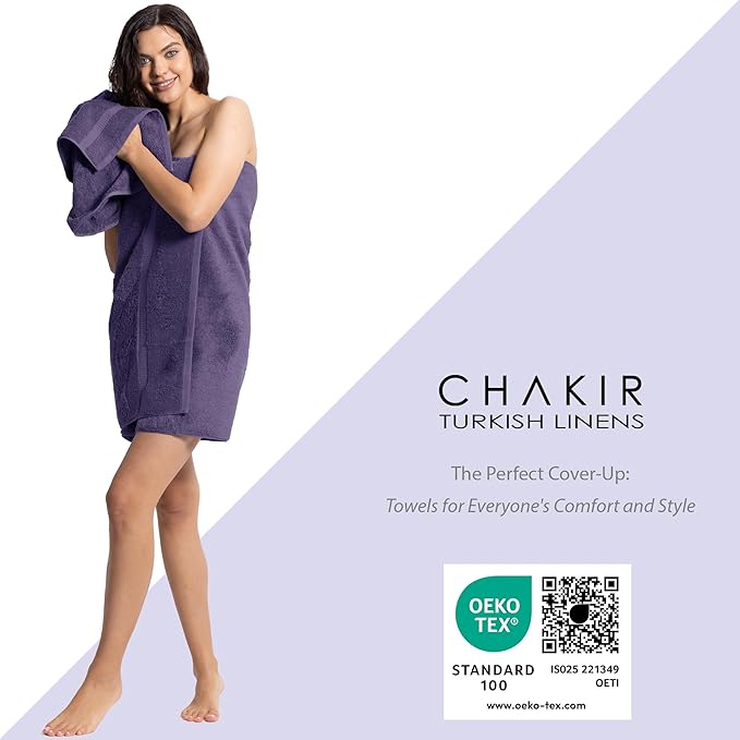 Chakir Turkish Linens | Hotel & Spa Quality 100% Cotton Premium Turkish Towels | Soft & Absorbent (8-Piece Towel Sets, Plum)