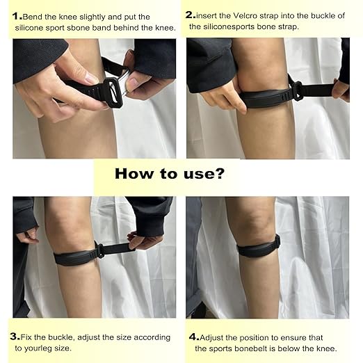 Patellar Tendon Support Strap 2pcs: Adjustable Silicone Knee Brace for Pain Relief, Tendonitis & Basketball Running Support (Women) (Dark)