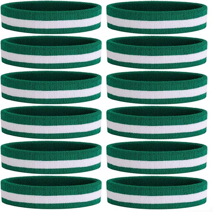 ONUPGO Sweatband Headbands for Men & Women -12PCS Sports Headbands Moisture Wicking Athletic Cotton Terry Cloth Headband for Tennis,Basketball,Football,Gym,Working Out