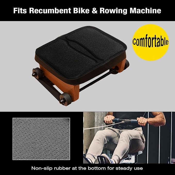 Gel Padded Seat Cushion Cover for Recumbent Bike & Rowing Machine - Extra Wide Thick Memory Foam with Gel Pad for Exercise Recumbent Bicycle and WaterRower, Concept2, for Women and Men Comfort