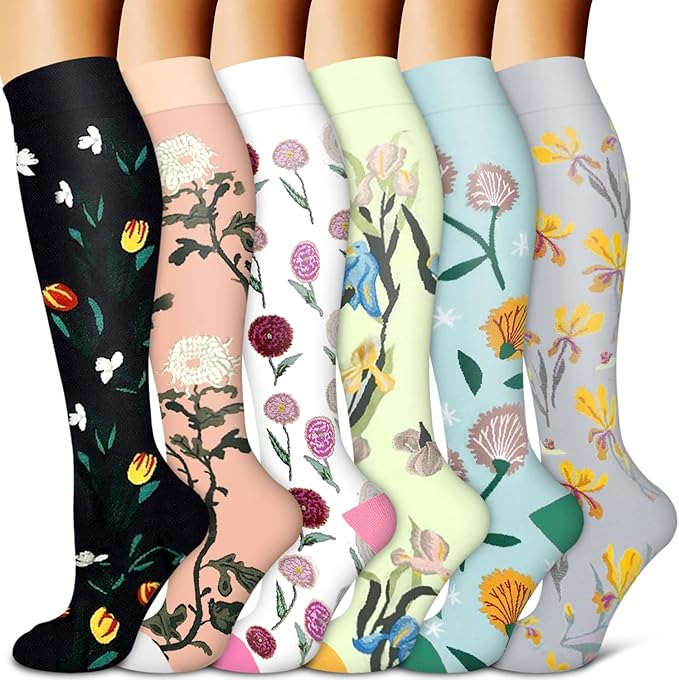 BLUEENJOY Copper Compression Socks for Women & Men (6 pairs) - Best Support for Nurses, Running, Hiking, Recovery