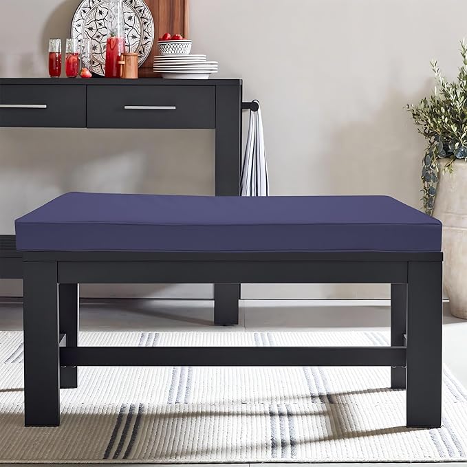 Outdoor Bench Cushion 59 x 18 x 3 Inch, Waterproof Patio Furniture Cushions with Ties, Non-Slip Rectangle Bench Seat Cushion Foam Pad for Garden Sofa Settee Couch Swing, Navy