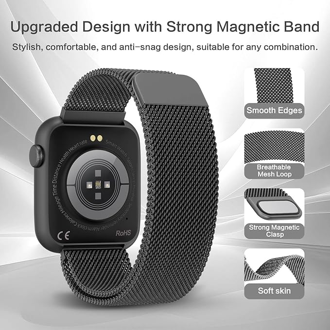 Smart Watches for Men Blood Pressure, DA GPT AI Waterproof Smartwatch, 1.9" AMOLED Display, 24/7 Heart Rate, Blood Oxygen, Stress Sleep Monitor, 123 Sports Fitness Tracker, Compatible Android and iOS