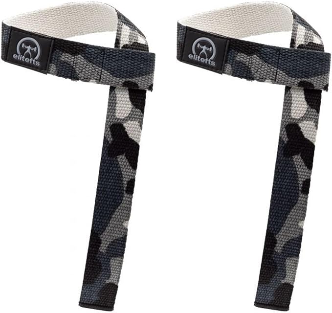 EliteFTS Cotton Wrist Straps Black Camo - Lifting Wrist Straps for Weightlifting, Bodybuilding, Powerlifting, Strength Training, & Deadlifts