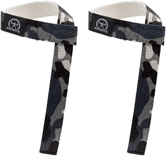 EliteFTS Cotton Wrist Straps Black Camo - Lifting Wrist Straps for Weightlifting, Bodybuilding, Powerlifting, Strength Training, & Deadlifts