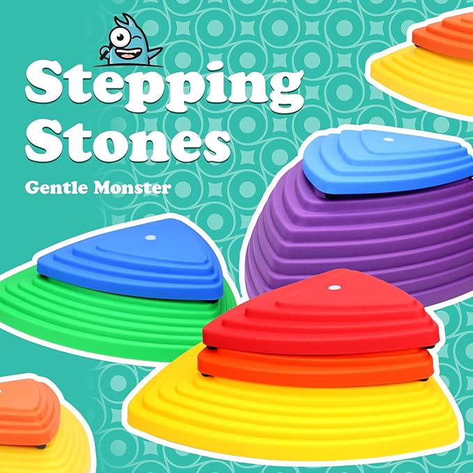 Gentle Monster Stepping Stones for Kids, Set of 11 PCS for Balance with Non-Slip Bottom - Exercise Coordination and Stability（11 pcs Classic）