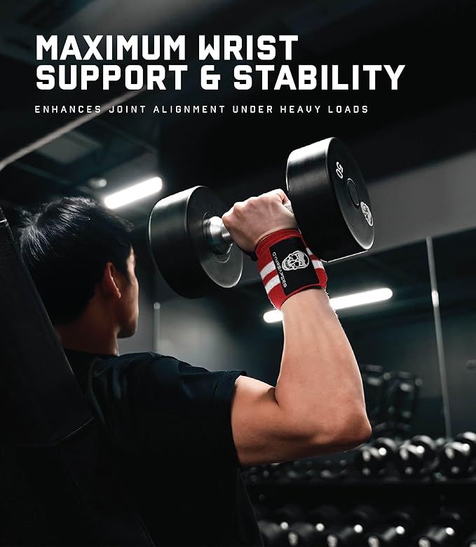 Gymreapers Weightlifting Wrist Wraps (IPF Approved) 18" Professional Quality Wrist Support with Heavy Duty Thumb Loop - Best Wrap for Powerlifting Competition, Strength Training, Bodybuilding