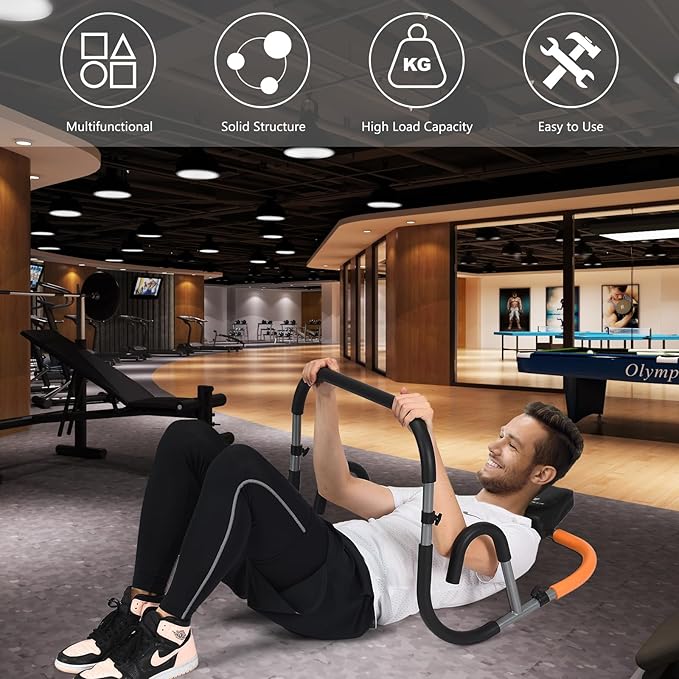 GYMAX Ab Crunch Trainer, Portable Ab Workout Equipment with Padded Headrest for Core Muscle Strength, Abdominal Exercise Machine for Suit Up Trainer for Home Gym Fitness