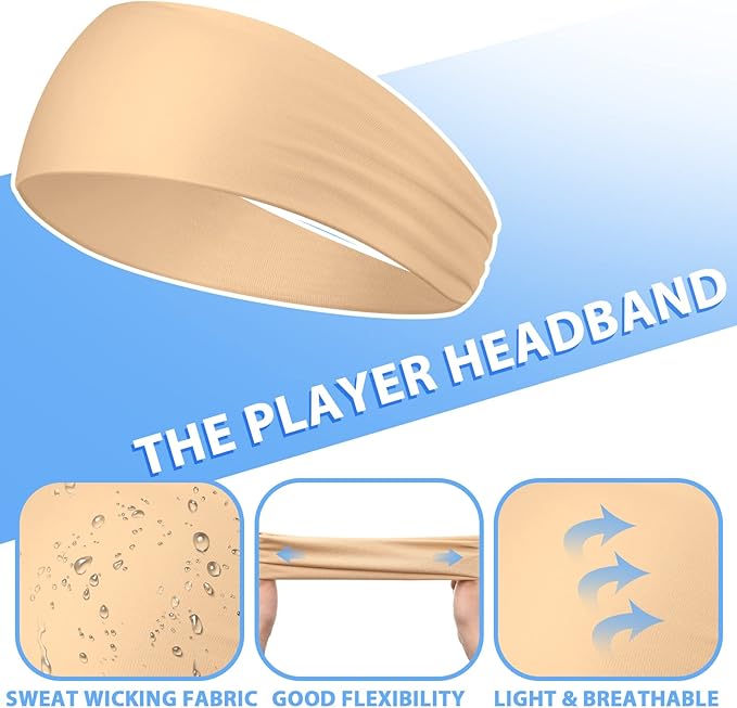 9 pcs Sweatbands for Men Workout Sport Headbands for Men Camo Headband Sweat Absorbing Headband Wide Sweatband for Head Basketball Football Cycling Running Yoga, 4.7 x 9.8 Inch