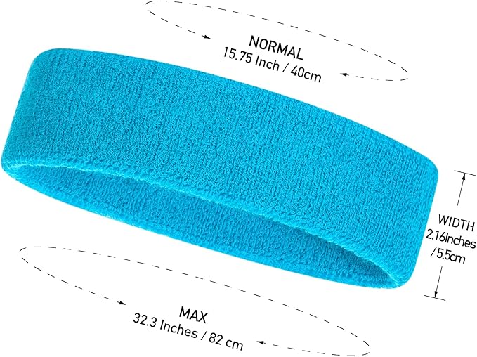 ONUPGO Sweatband Headbands for Men & Women -12PCS Sports Headbands Moisture Wicking Athletic Cotton Terry Cloth Headband for Tennis,Basketball,Football,Gym,Working Out