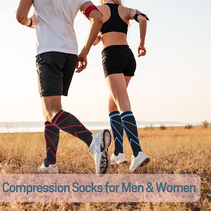 Compression Socks for Men & Women 20-30 mmHg Knee High -Best Support for Medical, Athletic, Sports, Travel (1/2Pairs)
