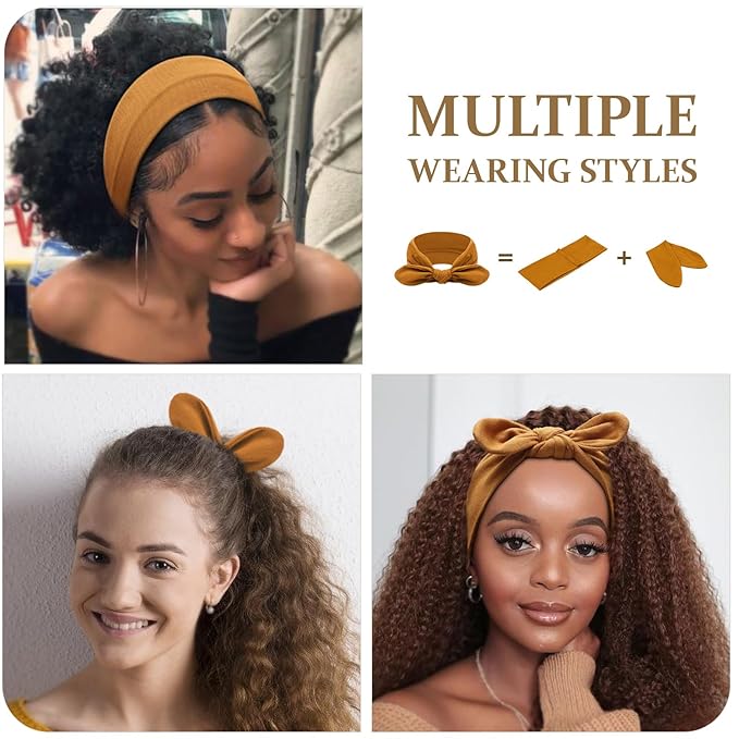 DRESHOW 8 Pack Bow Headbands for Women Girls Elastic Headwraps Knotted Headband Rabbit Ears Turban Non-Slip Sport Cute Hair Accessories