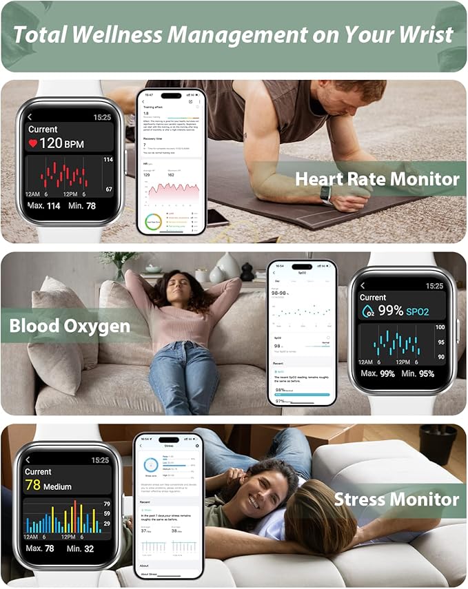 Bluetooth Smart Watch for Men Women(Call Receive/Dial), Alexa Built-in, 1.8" Touch Screen Fitness Tracker with Heart Rate Sleep Tracking, 100 Sports Modes, IP68 Waterproof Smartwatch