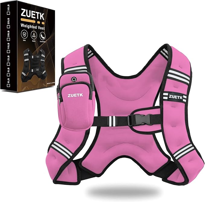 Weighted Vest, 6lb/8lb/12lb/16lb/20lb/25lb/30lb Weight Vest with Reflective Stripe, Weighted Vest for Men Women Workout Equipment for Strength Training, Running, Jogging, Fitness, Weight Loss