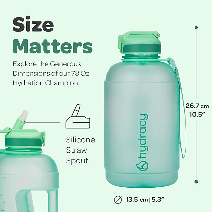 Hydracy Water Bottle with Time Marker -Large BPA Free Water Bottle & No Sweat Sleeve -Leak Proof Gym Bottle with Fruit Infuser Strainer & Times to Drink -Ideal for Fitness Sports & Outdoors