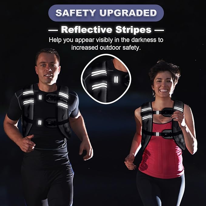 Weighted Vest 5lb/8lb/10lb/15lb/20lb/25lb/30lb Weight Vest Woman Men with Reflective Stripe, Rucking Running Vests for Women Workout Walking Strength Training Weight Loss Fitness Weightlifting