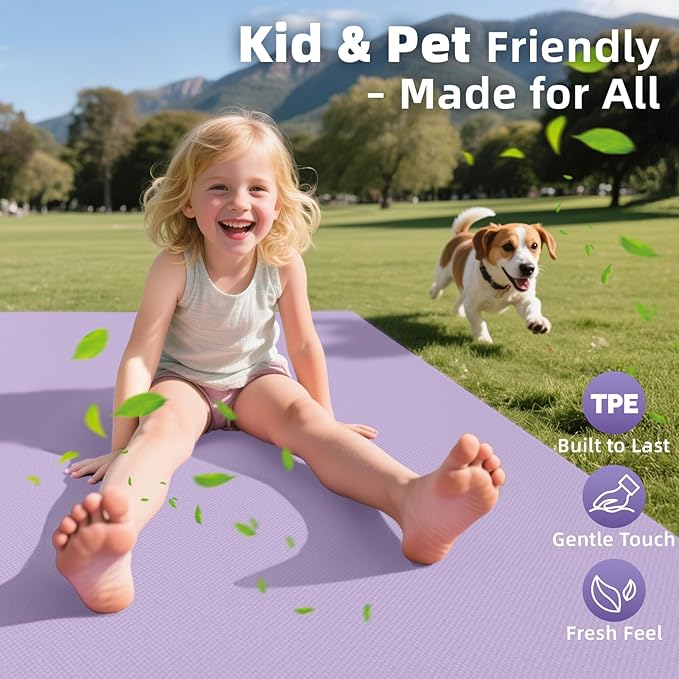 Extra Large Yoga Mat - 72"x35", 72"x48", 78"x57" - Wide TPE Exercise Mat for Home, Stretching, Couples & Family Workouts - 6-12mm Thick, Non-Slip & Waterproof - with Carry Bag and Straps